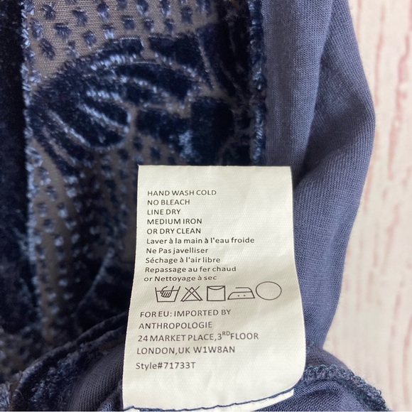 Anthropologie Tiny M Medium Sleeveless Top Tank Button Sequin Velvet Blue Flaw - Picture 8 of 10
